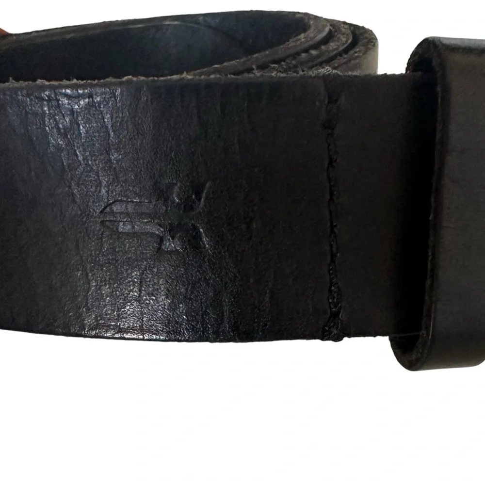 FRYE‎ BLACK LEATHER SILVER BUCKLE BELT SIZE 36